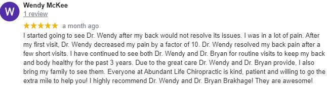 Chiropractic Kansas City KS Wendy Testimonial